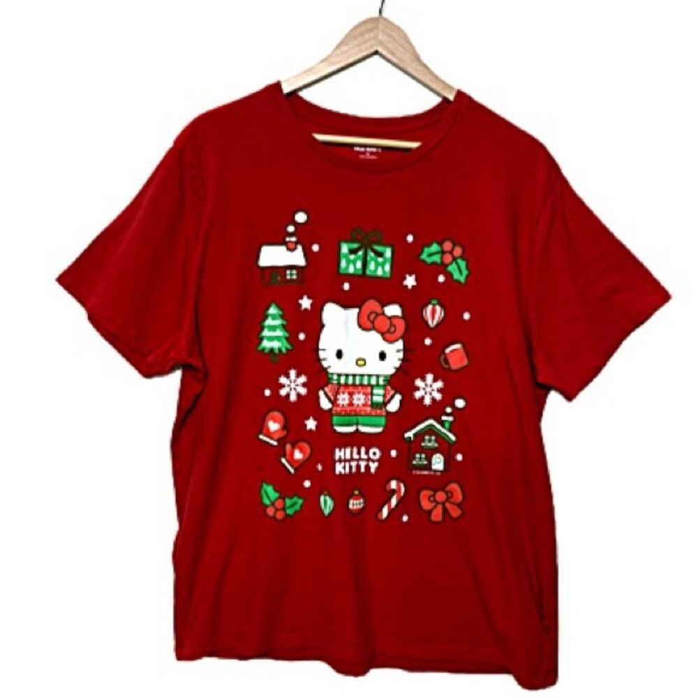 Old Navy Hello Kitty Sanrio Holiday Graphic T-Shirt Womens Size XL Christmas Tee